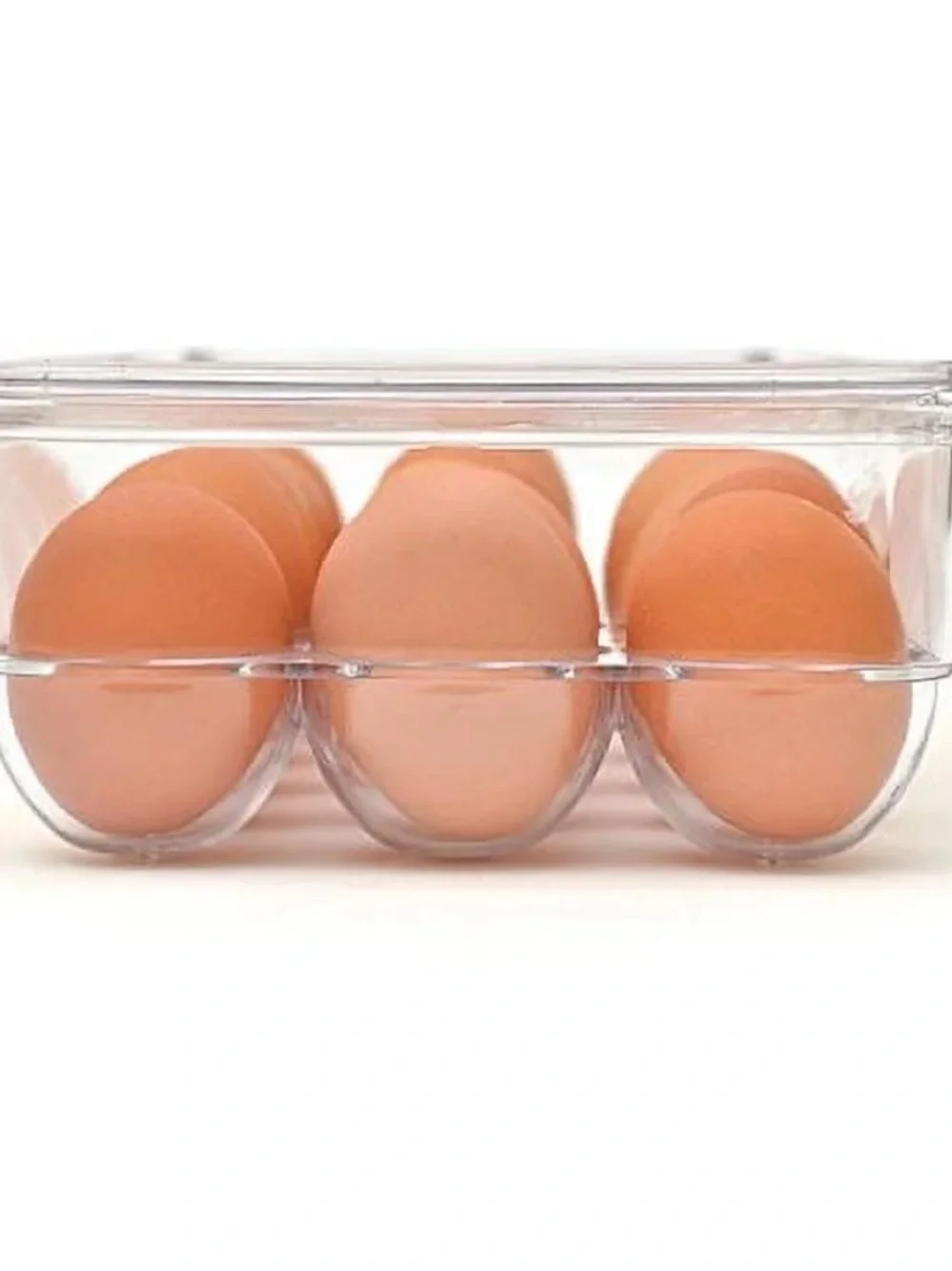 2 Clear Fridge Bin Egg Organizer - Clear (Holds 21 Eggs) - (1 used & 1 new)